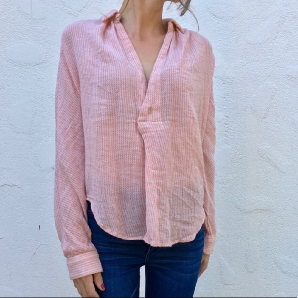 Free People High Low Collared Blouse